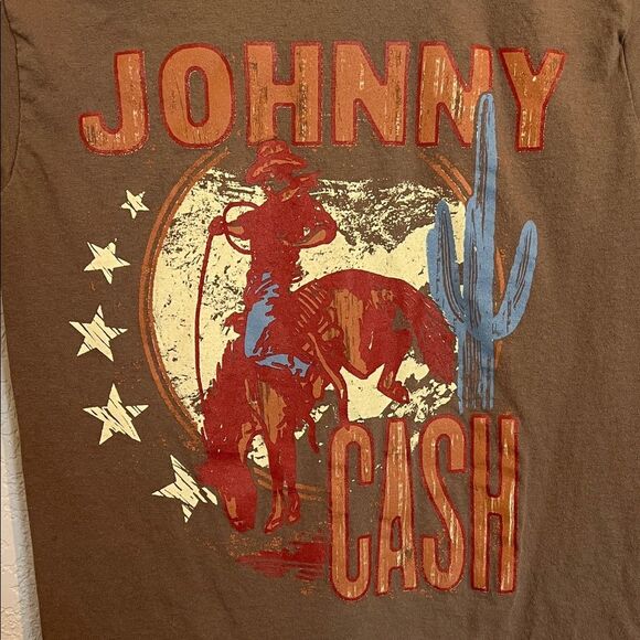 Johnny Cash Brown Graphic T-Shirt - Picture 6 of 7